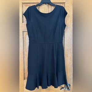 LOFT Black Dress with Cap Sleeves, Size 8